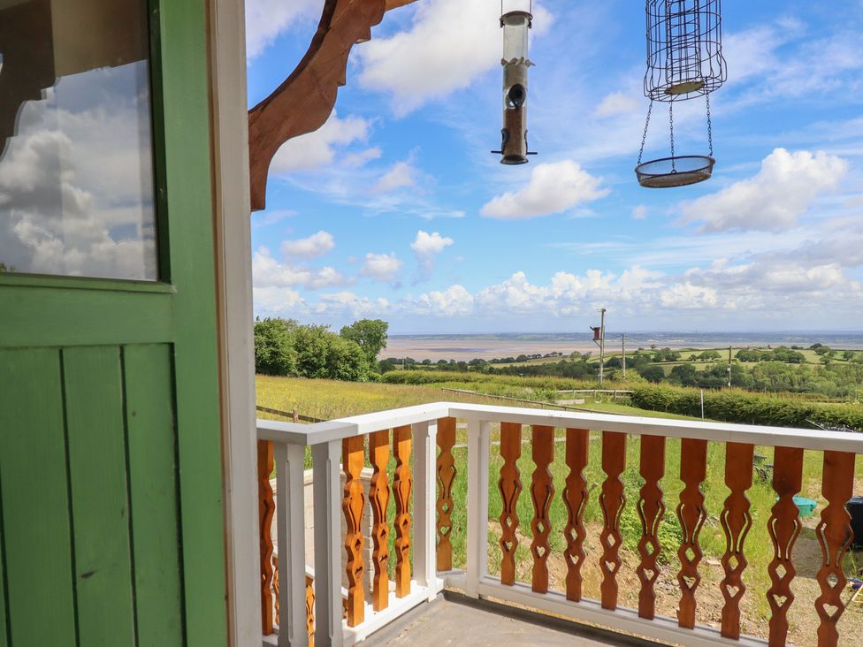 A balcony view overlooking the countryside at Hay Loft at Ebenezer Chapel in Milwr