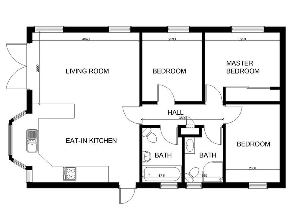 A floor plan outlining the layout of rooms at O7 in Abersoch