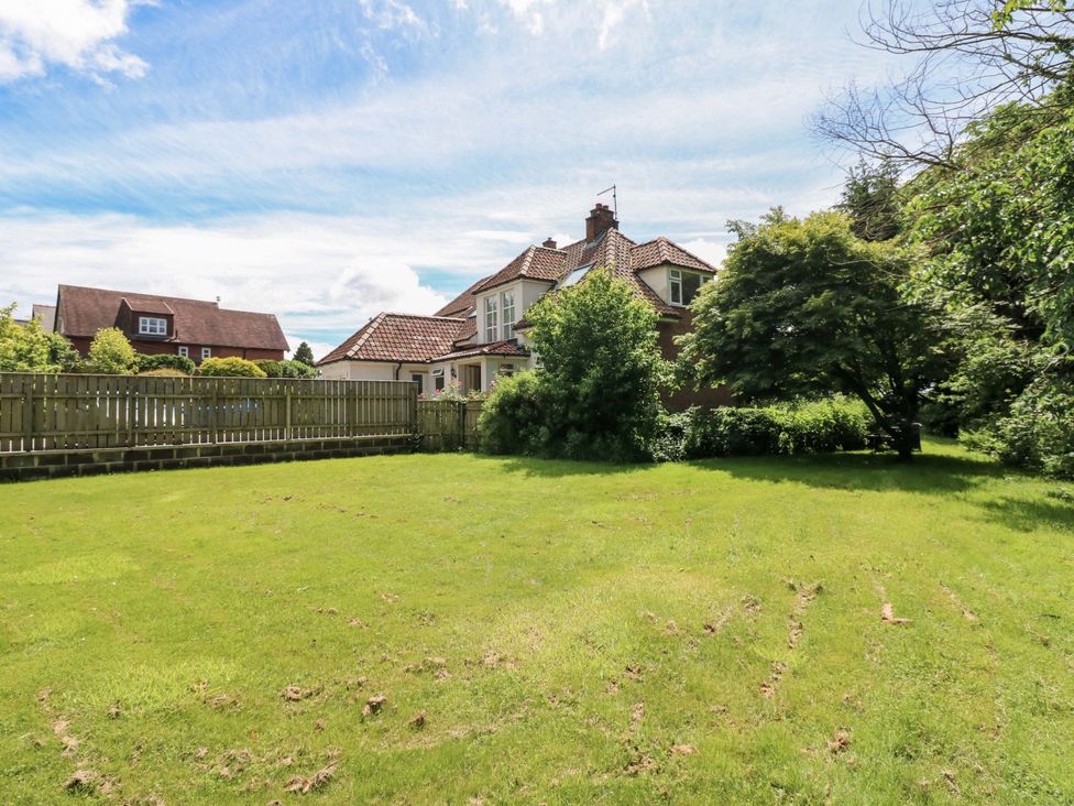 A garden with a house and trees at 331 Coniscliffe Road in Darlington