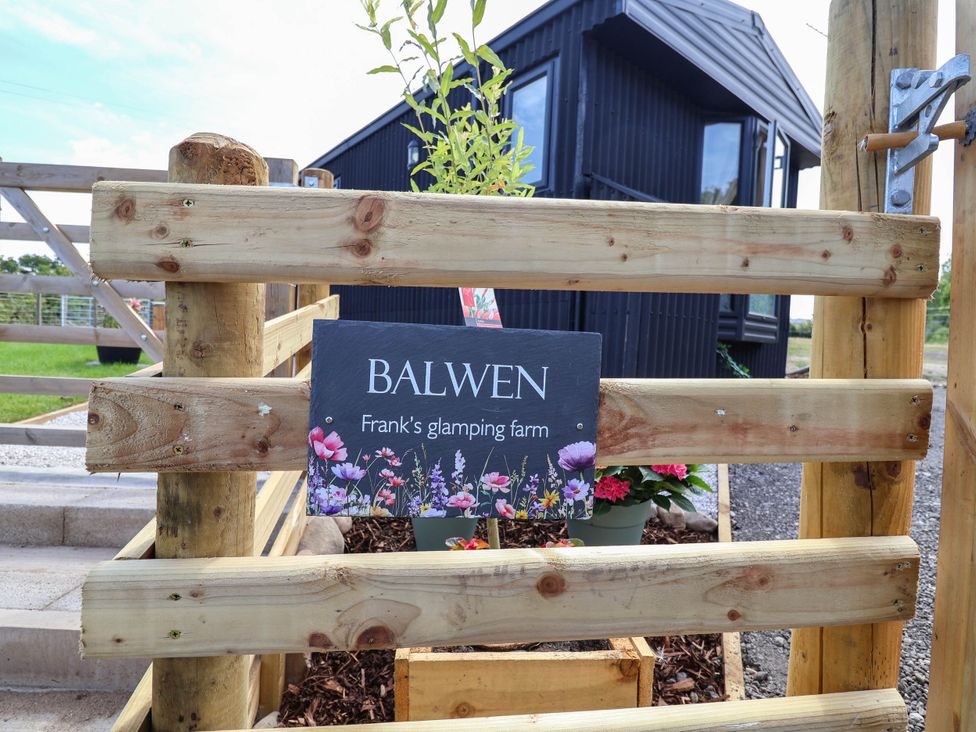 A sign at Balwen glamping farm at Nercwys near Mold