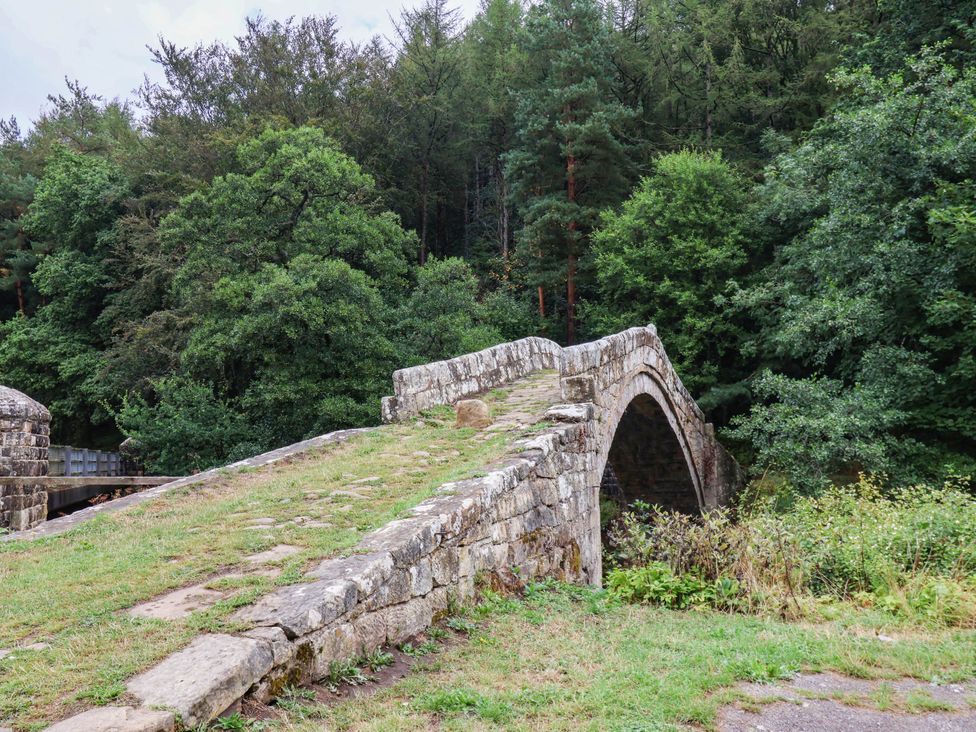 A stone bridge surrounded by grass and trees at The Snug Glaisdale