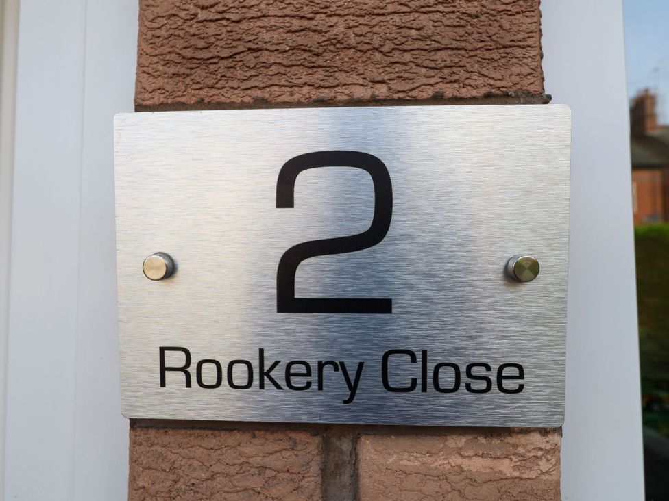 A house number plaque displaying 2 Rookery Close at 2 Rookery Close Nantwich