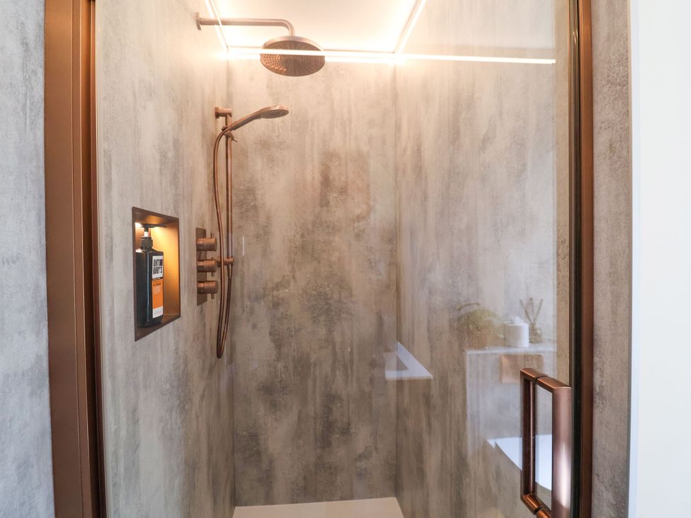 A shower with modern fixtures at 2 Rookery Close, Nantwich