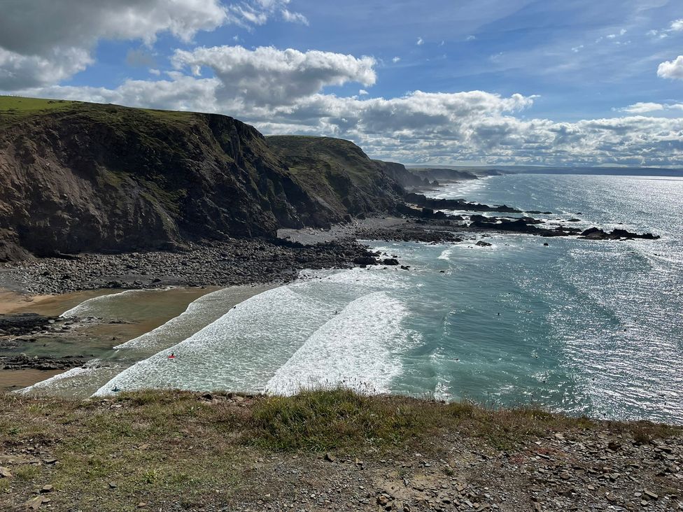 A landscape view of the ocean and cliffs at Up Top in Launceston