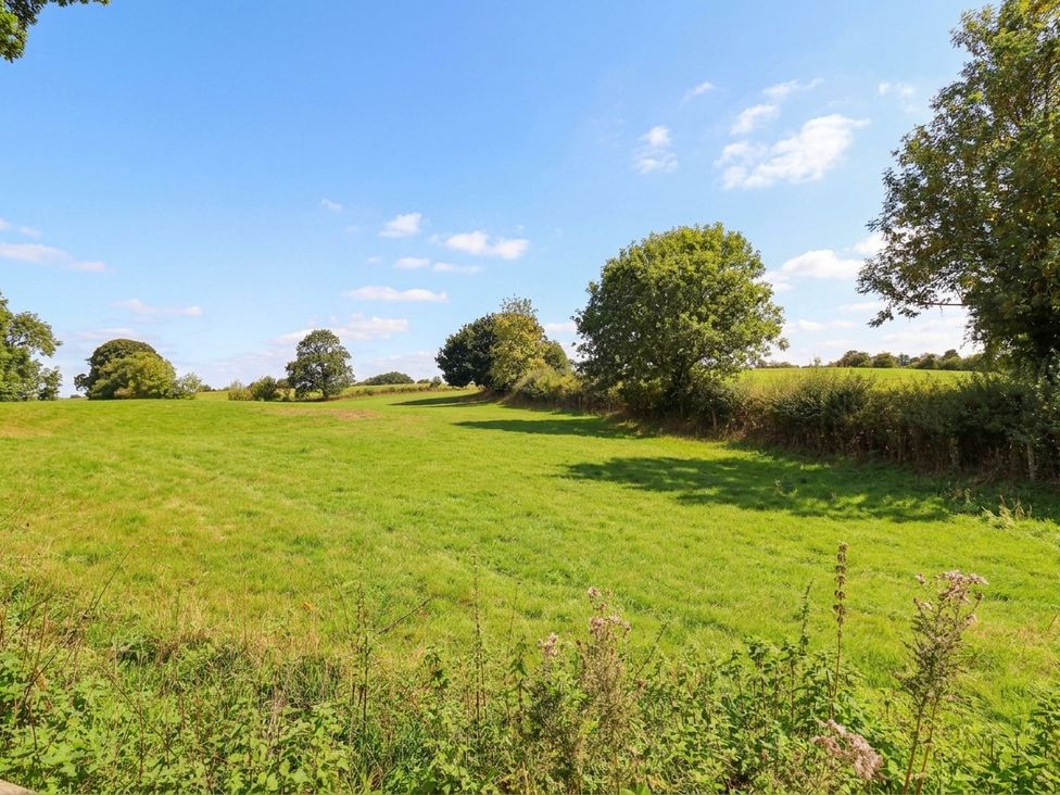 An open field with grass and trees at Lyneal Cottage Ellesmere