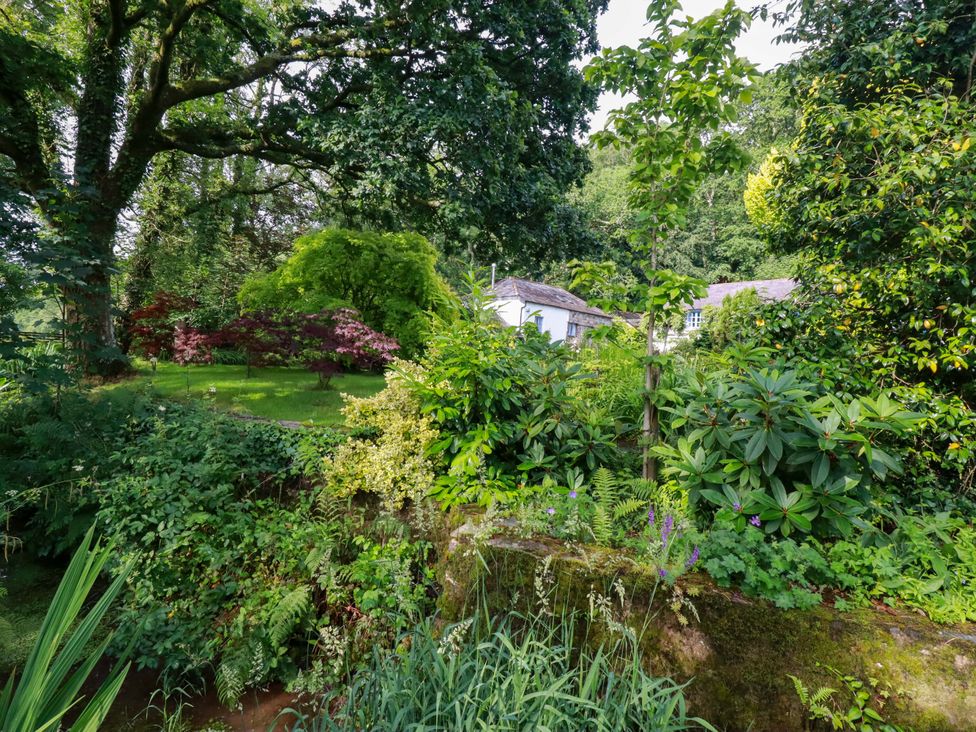 A garden with trees and plants at The Water Mill at Boyton Mill Launceston