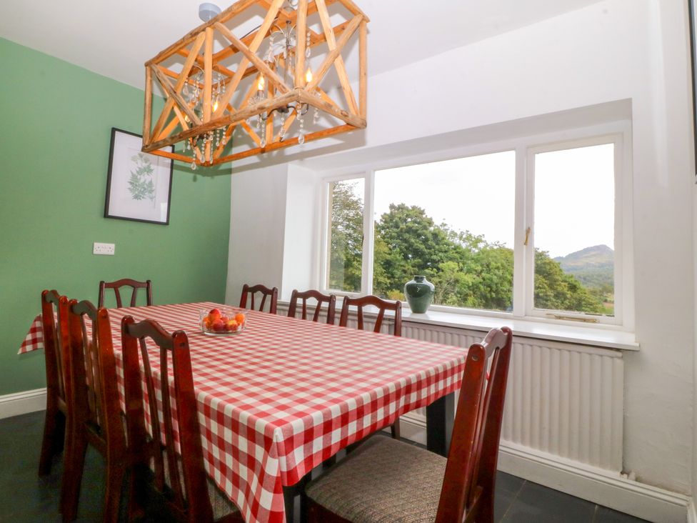 A dining room with a table and chairs at Ty Mawr in Criccieth