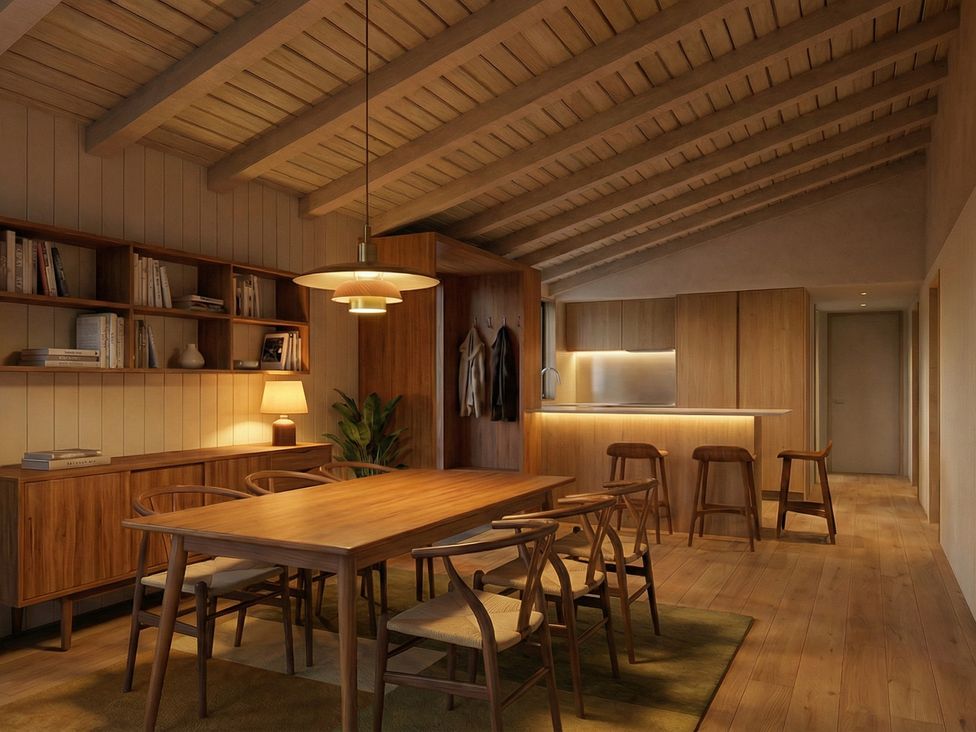 A dining room with a wooden table and chairs at Arbora 3.0 Spa (Pet) Malvern