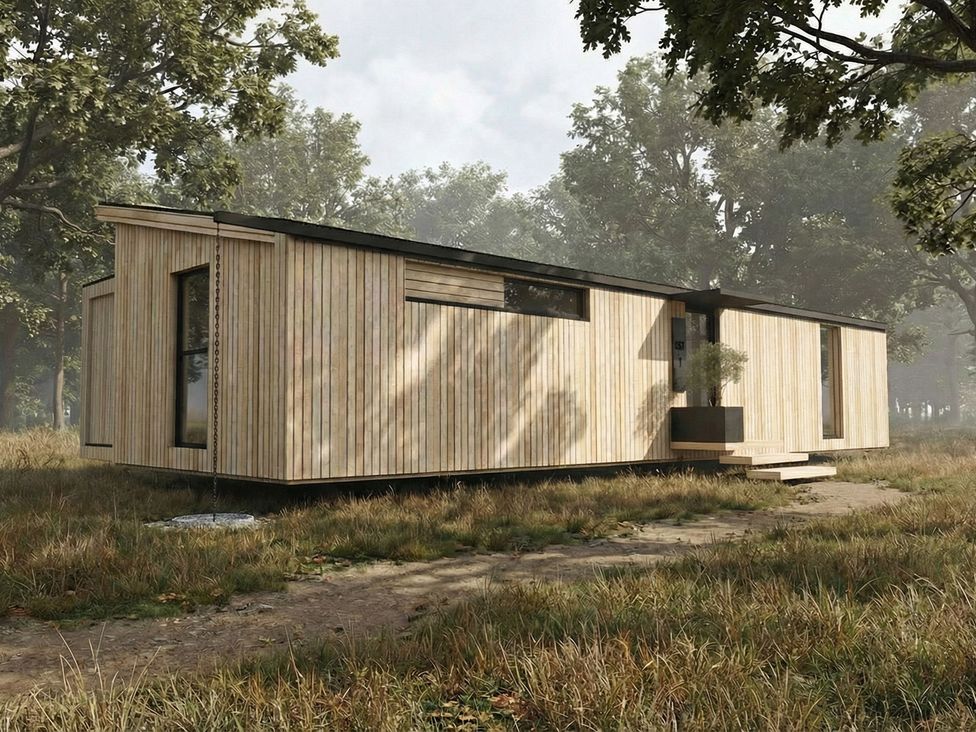 A house with wood exterior and steps at Arbora 3.0 Spa (Pet) in Malvern