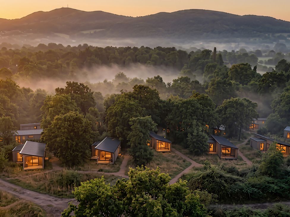 A view of cabins among trees at Arbora 2.0 Spa (Pet) Malvern