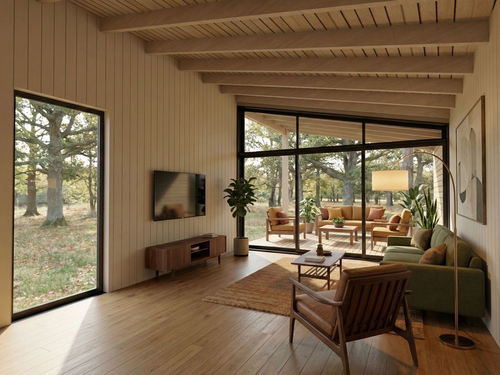 A living room with a coffee table and television at Arbora 1.0 Spa (Pet) in Malvern