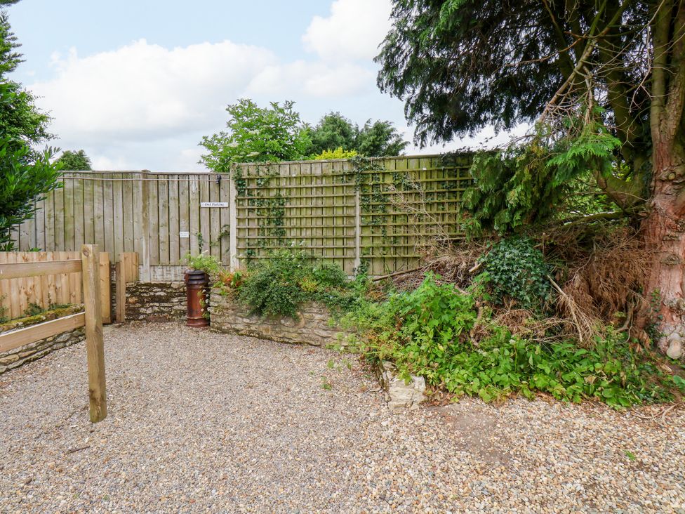 A garden with gravel area and wooden fencing at Owl in Pickering