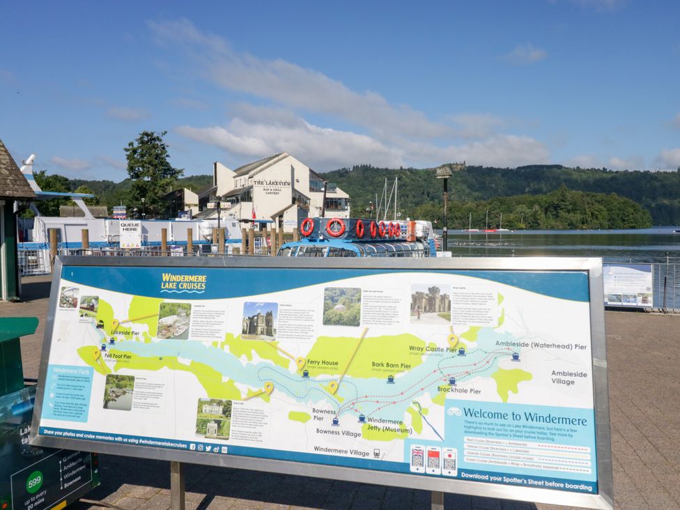 An information sign about Windermere Lake Cruises outdoors at Hillside Cottage in Bowness-On-Windermere