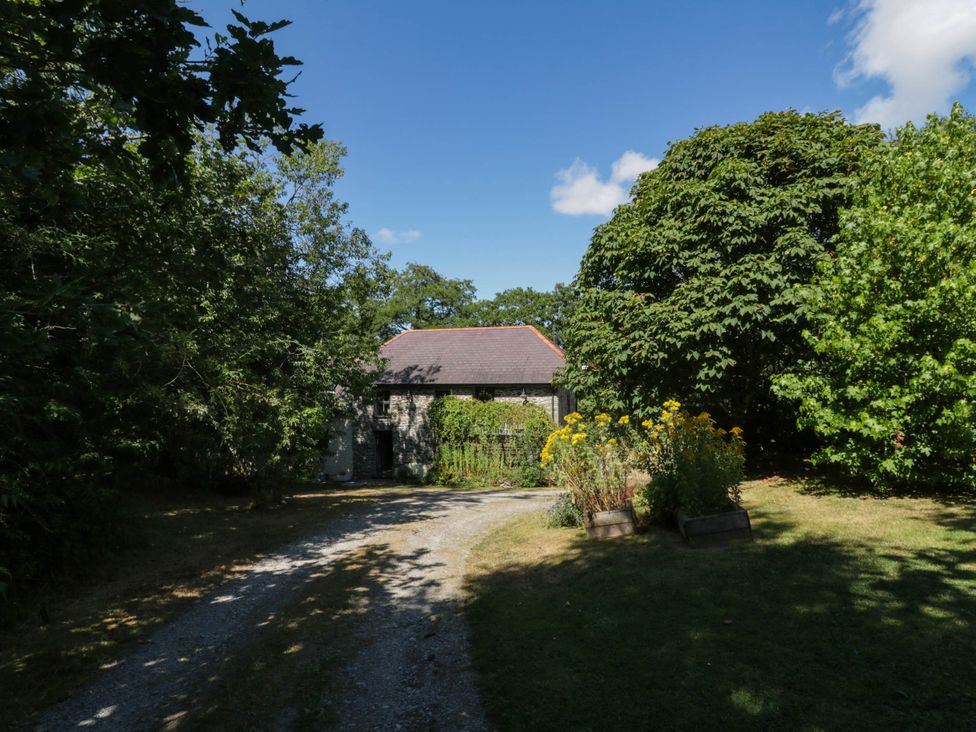 A house with trees and a driveway at Yr Hen Felin in Boncath