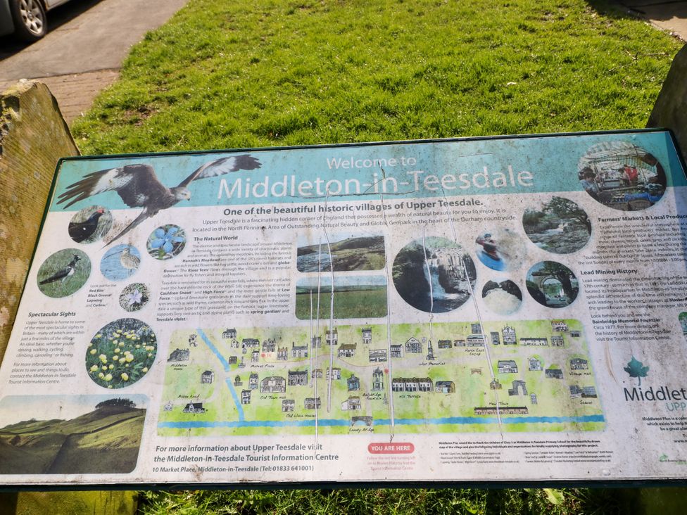 An information board displaying details about Middleton-in-Teesdale