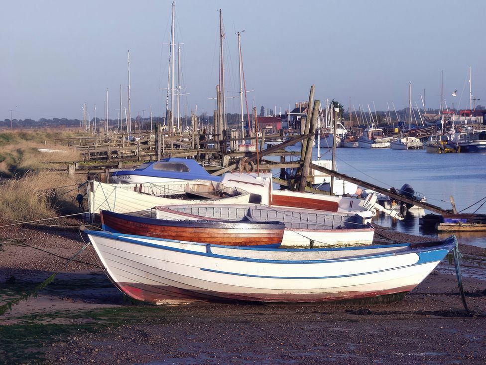 Boats at a marina during low tide at No 1 The Martins Walberswick