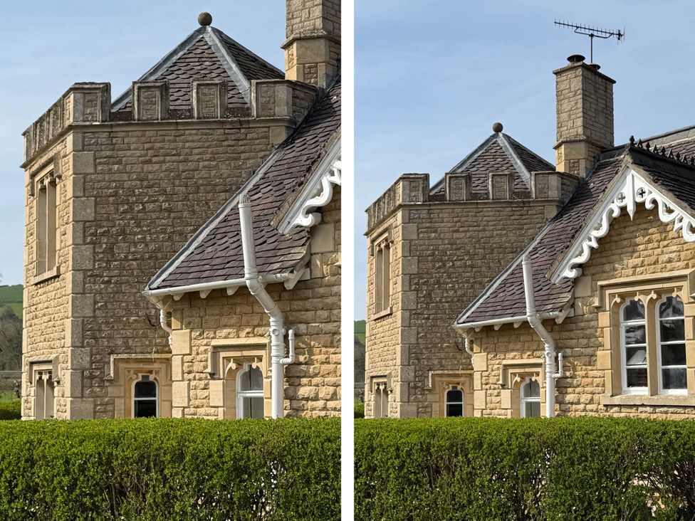 A building exterior with stone walls and a roof at Cotswolds Castle Sleeps 8 with Enclosed Garden in Banbury