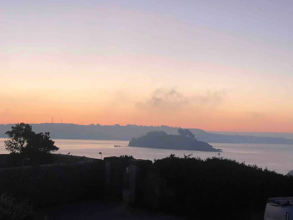 A view of an island and water at Beautiful Sea Front Cottage in Plymouth