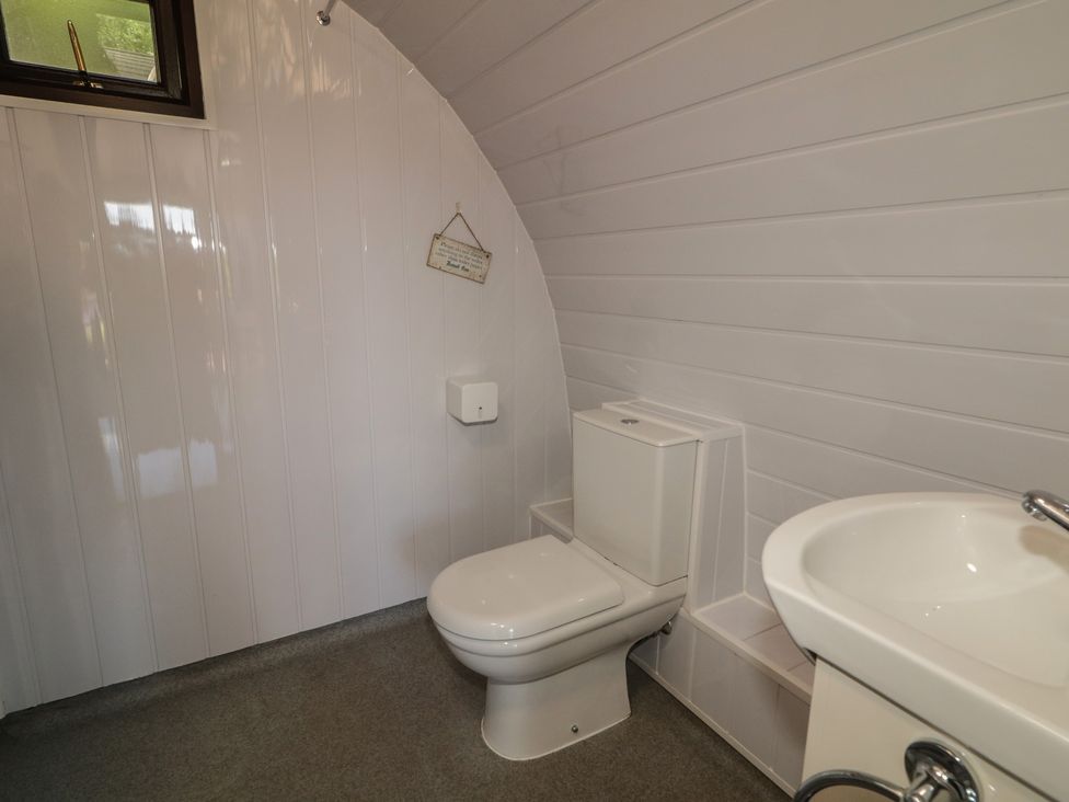 A bathroom with a toilet and a sink at Gortin Glen Glamping Pod 2 in Omagh