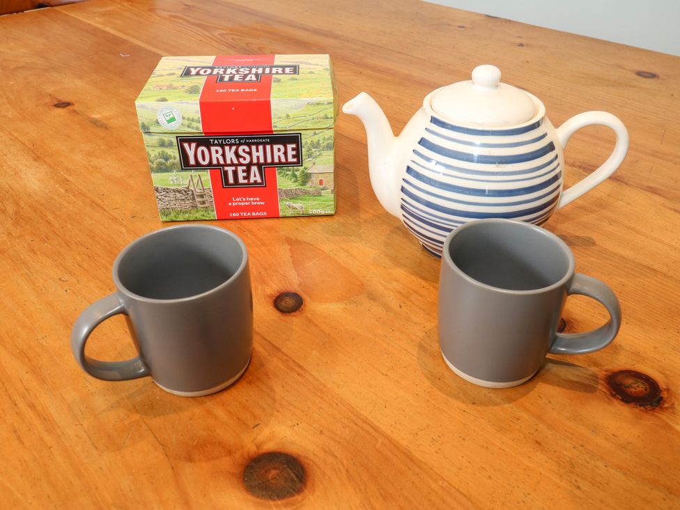 A teapot and cups with Yorkshire tea at Burras Hill Otley
