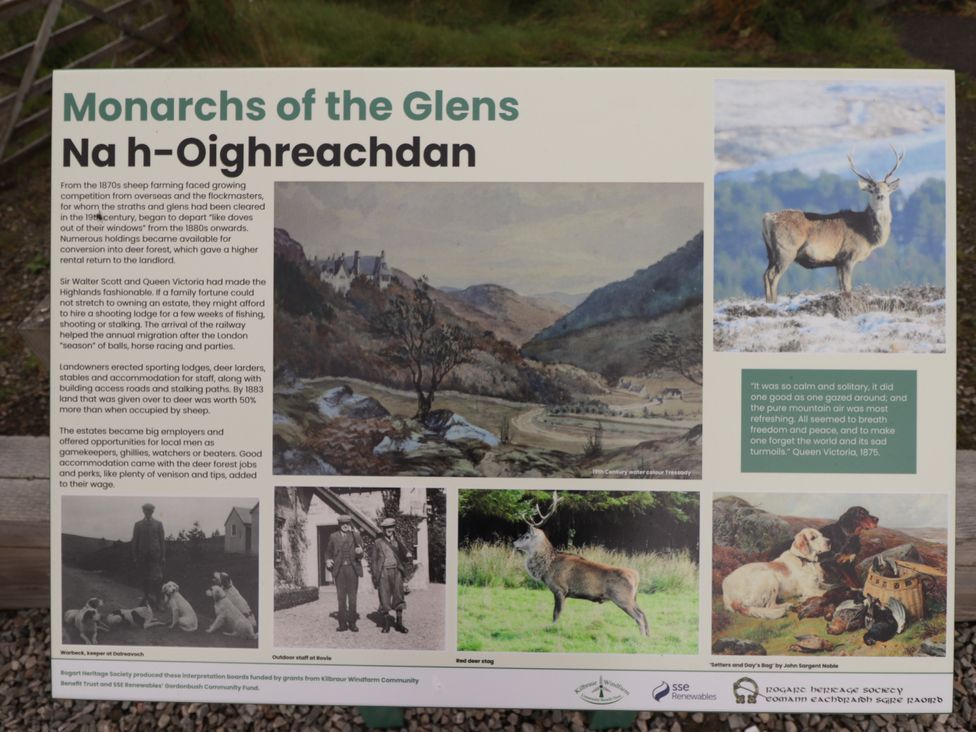 A sign about the Monarchs of the Glens at Tressady Coach House in Rogart