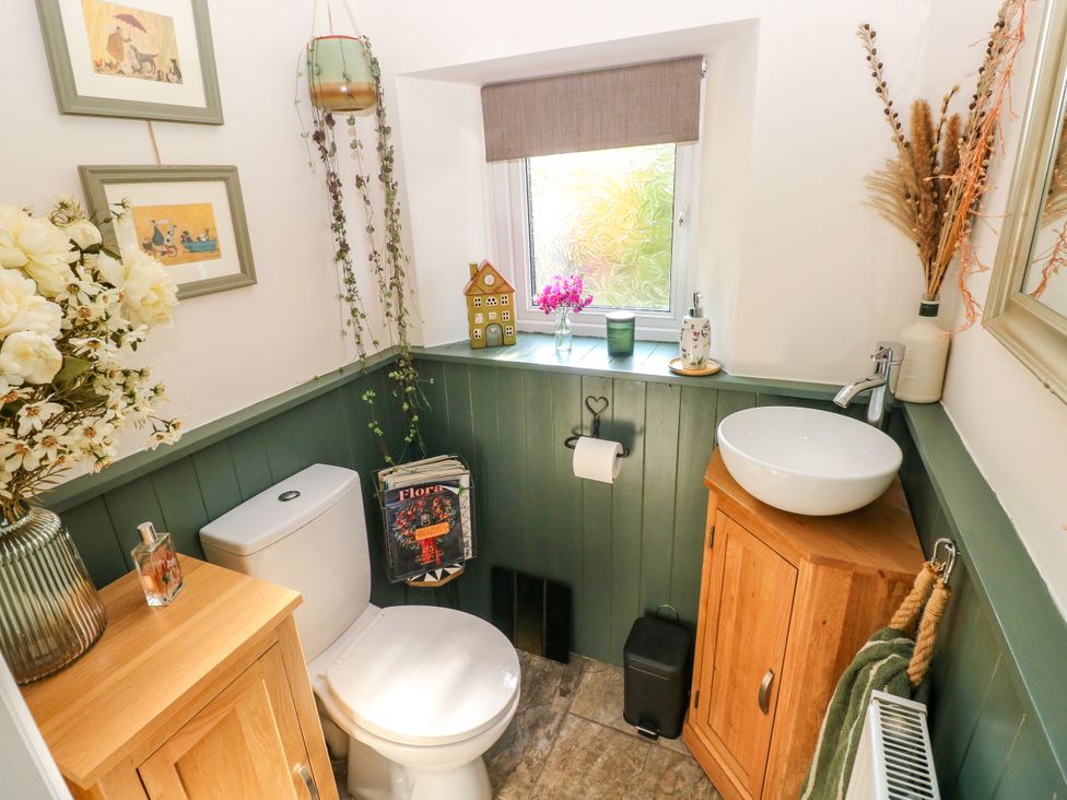 A bathroom with a toilet and sink at St.Twynells Farm in Pembroke