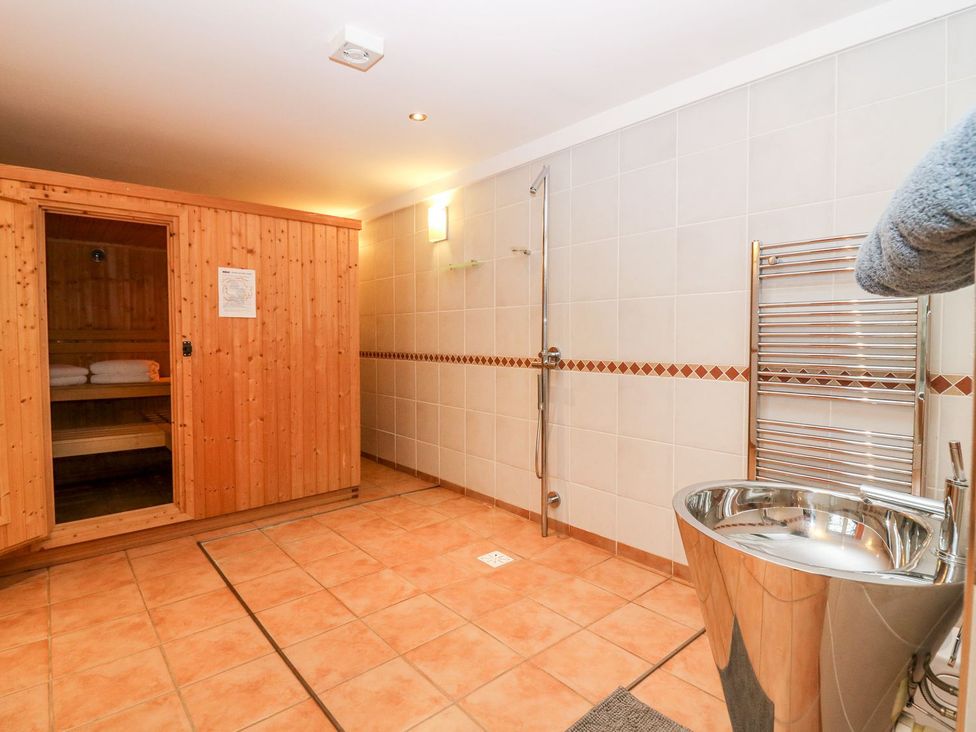 A bathroom with sauna and shower at Boat House in Aberdeen