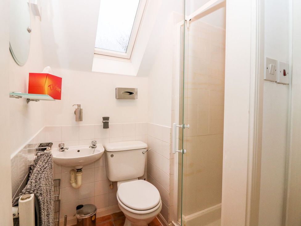 A bathroom with a shower and a sink at Boat House in Aberdeen