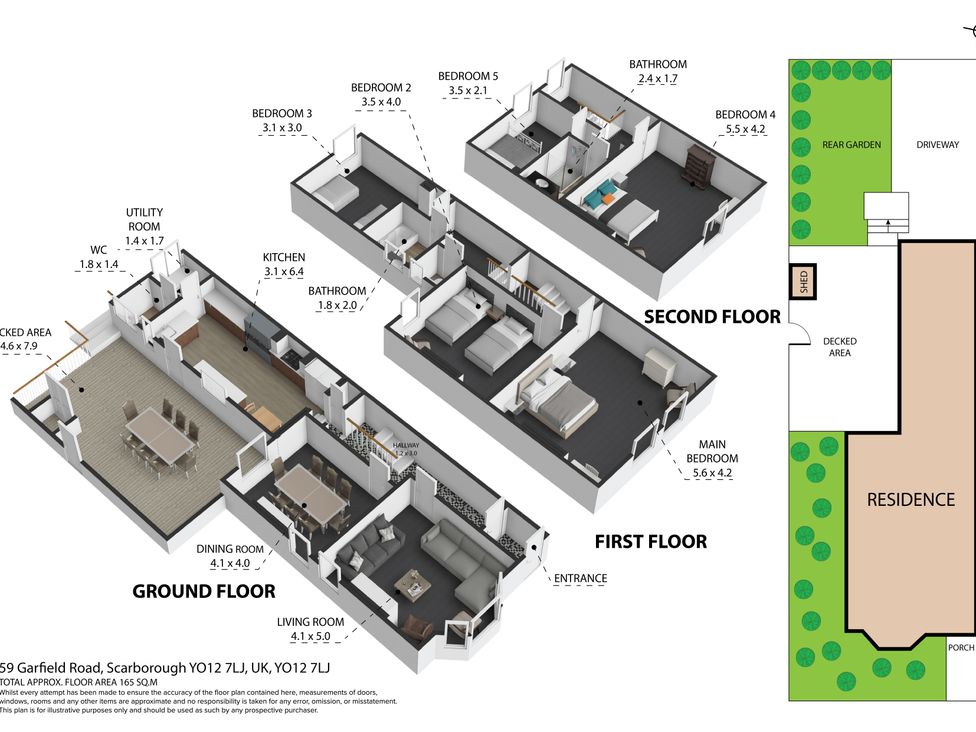 A floor plan of a residence showing rooms at 59 Garfield Road, Scarborough