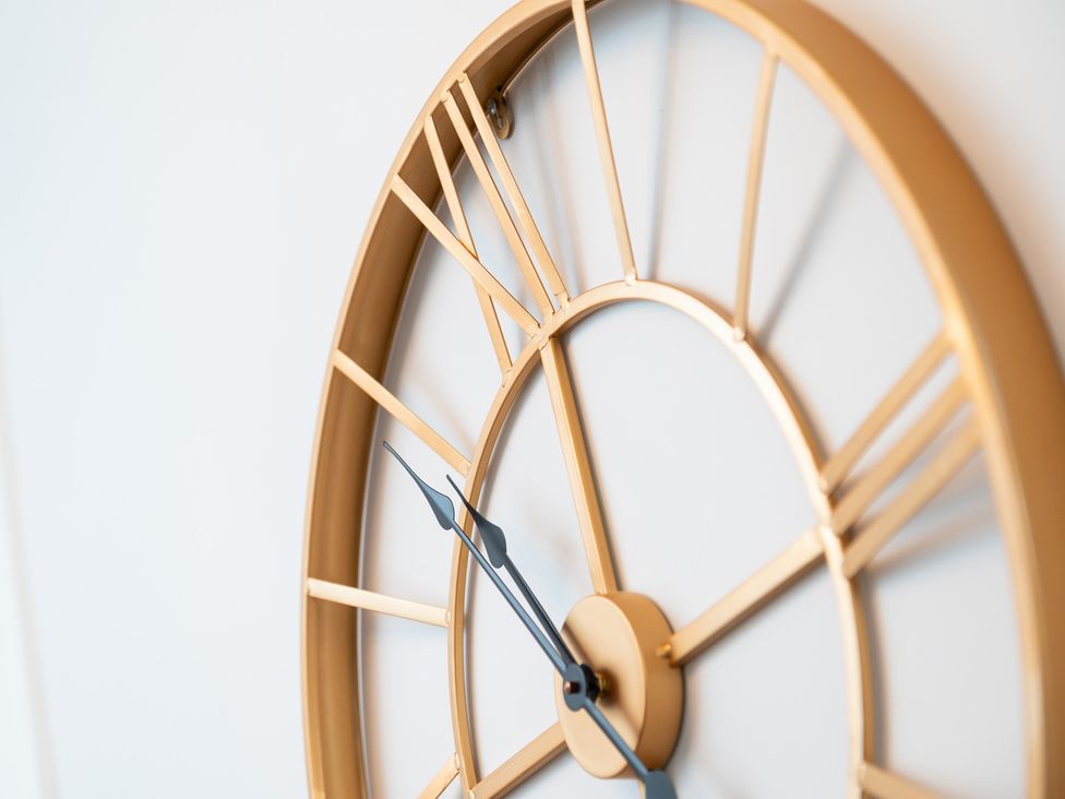 A clock on a wall at 23 Trafalgar Road in Scarborough