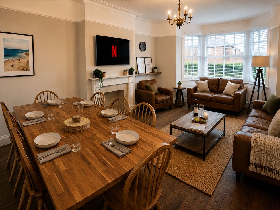A dining room with table and seating at 46 Ashville Avenue Scarborough