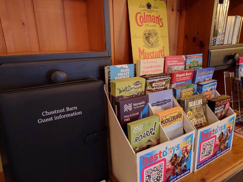 A brochure display with guest information at Chestnut Barn Hereford