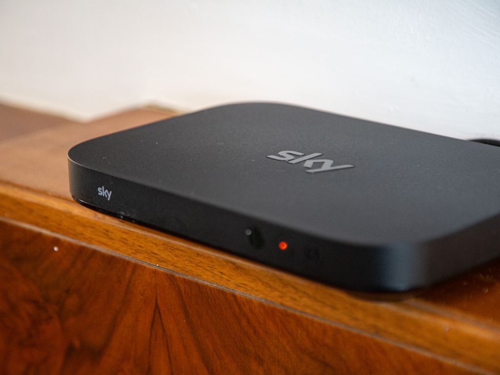 A Sky box on a wooden surface at Hudson House