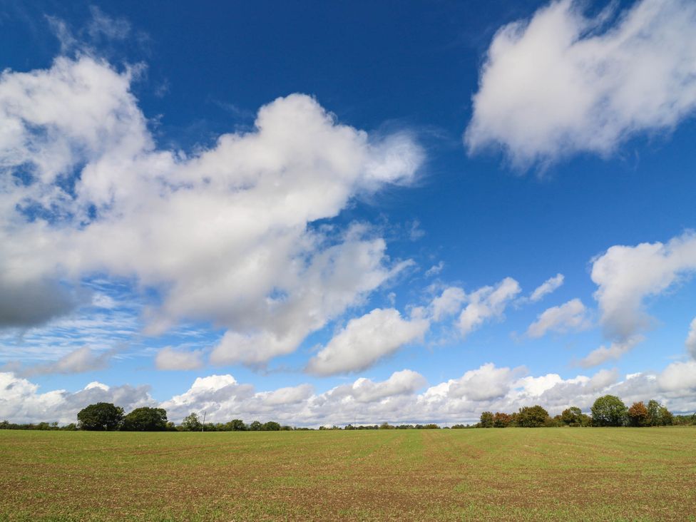 A field with clouds and trees at Willow Lodge in Stowmarket