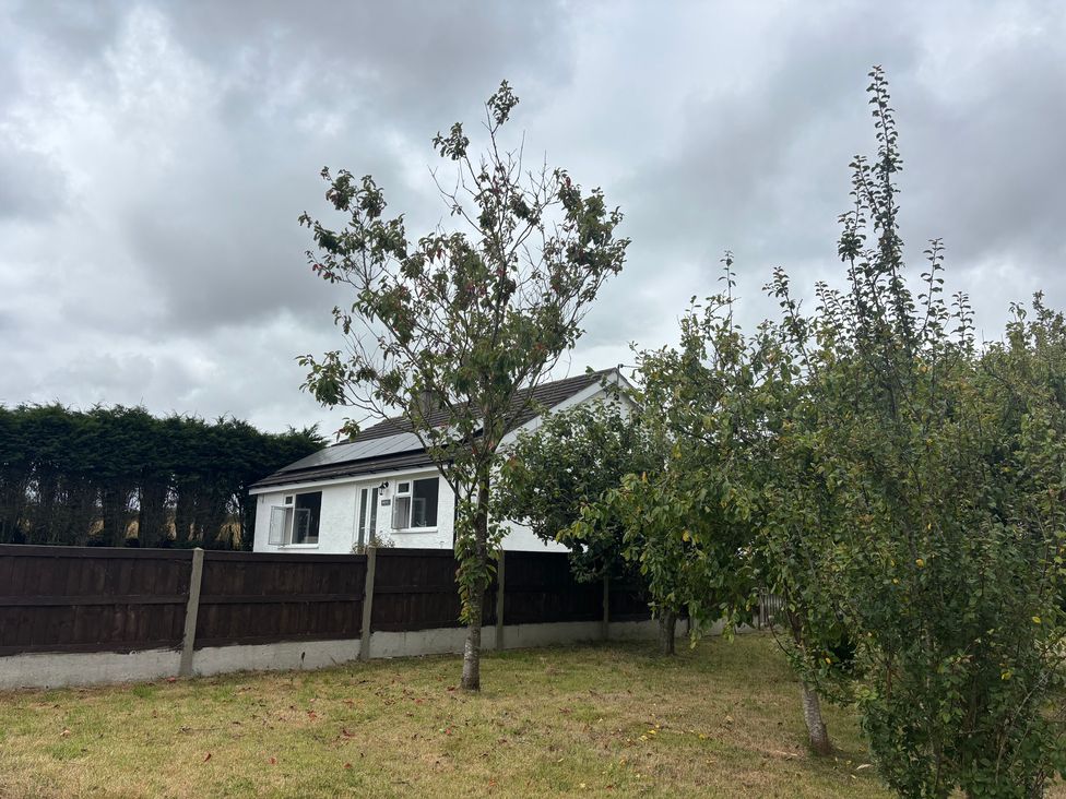 A house with trees and fence in the garden at Wilpol Llanerchymedd