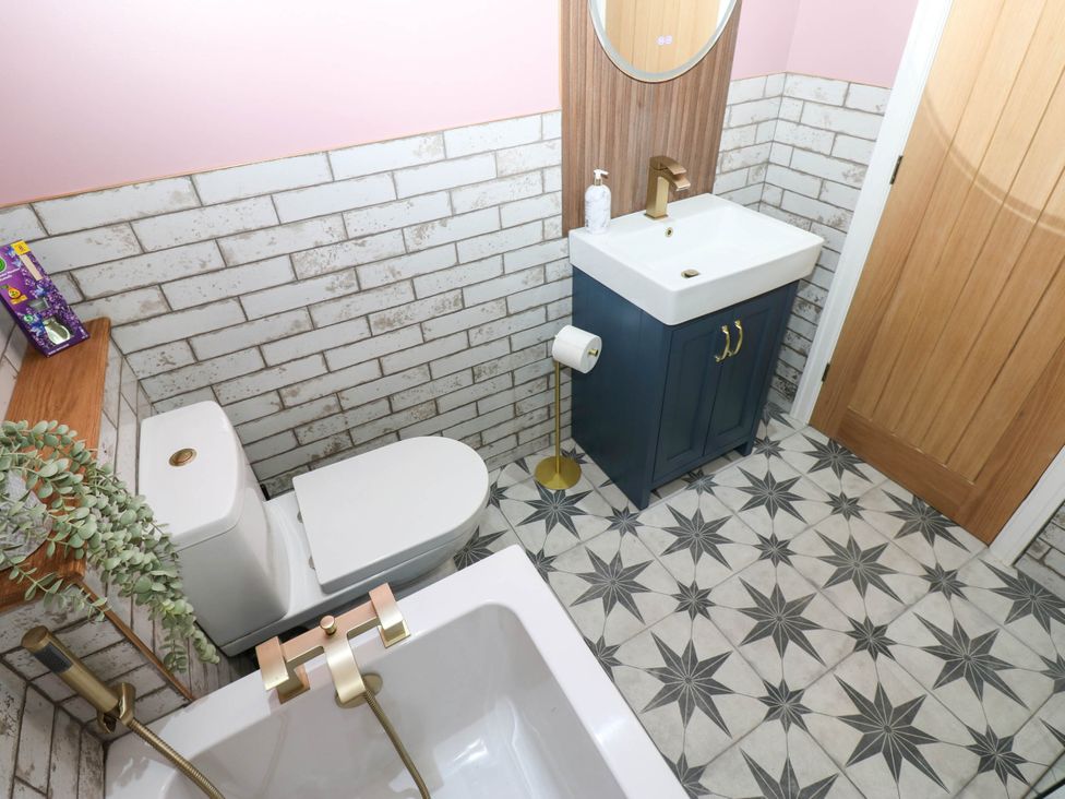 A bathroom with a sink and toilet at The Greenway in Darlington