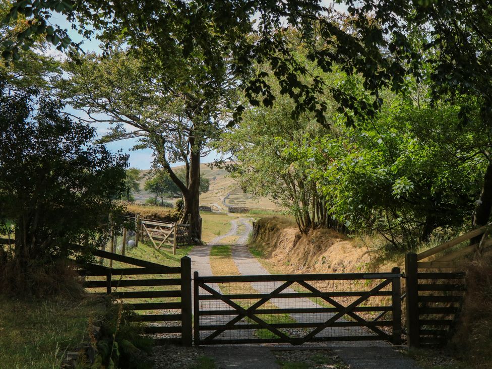 A path leading through trees with a gate at Little Moorgate Okehampton