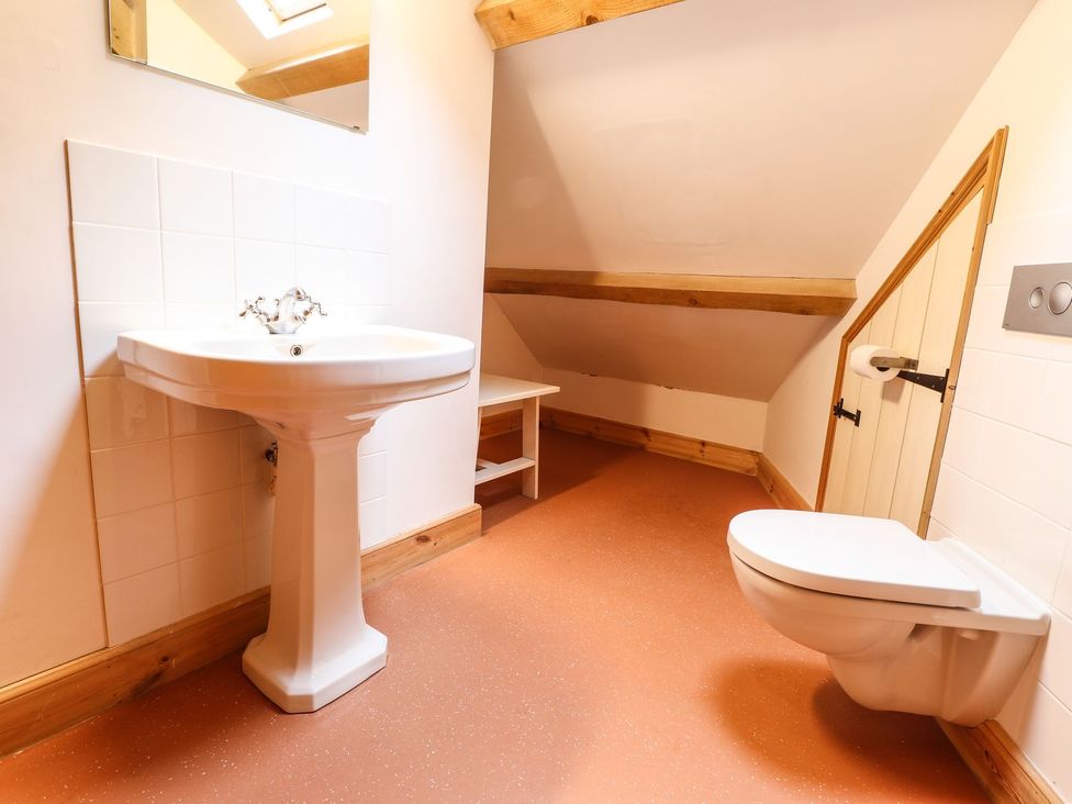 A bathroom with a sink and toilet at Llys Gwaun in Fishguard