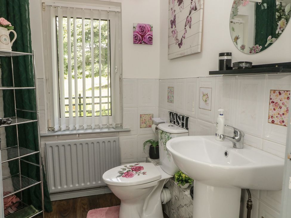 A bathroom with a sink and toilet at Mourne Mountains View in Dunmurry