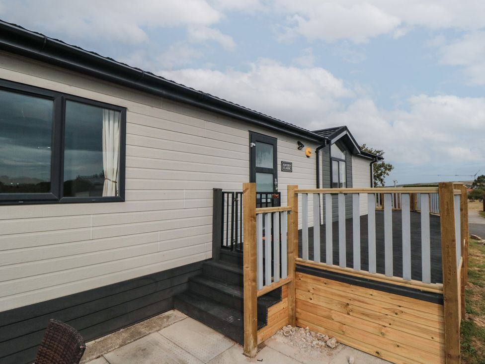 A house exterior with steps and railing at Sea Glass Lodge Saltburn-by-the-Sea