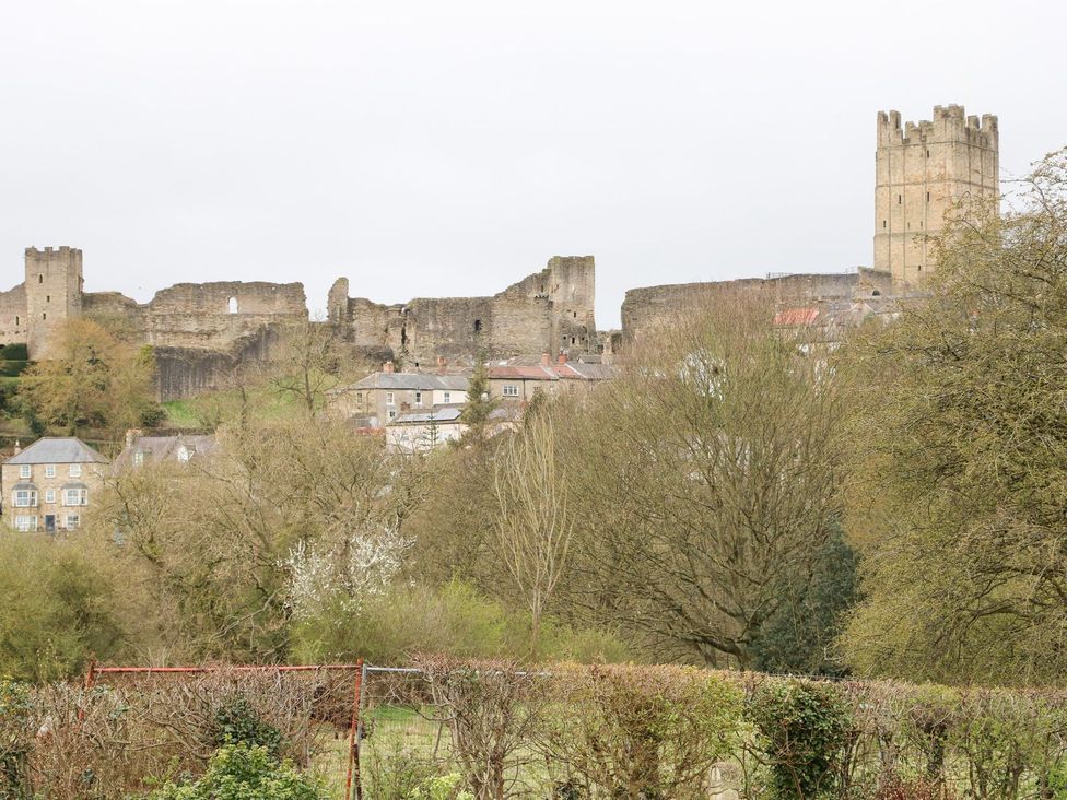 A castle with ruins and houses in Richmond