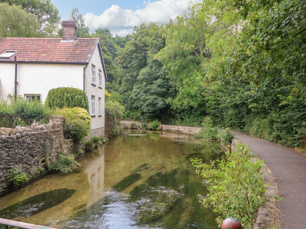 A house beside a river with a path at Glass House in Blandford Forum