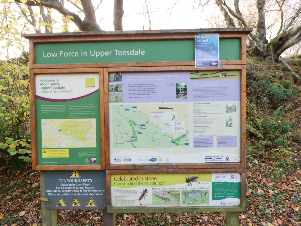 An information board at Low Force in Upper Teesdale National Nature Reserve