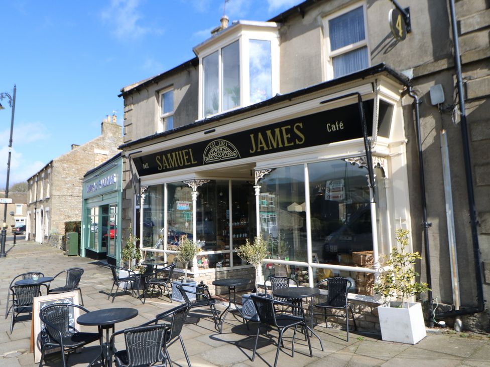 An outdoor café seating area at Samuel James Café in 