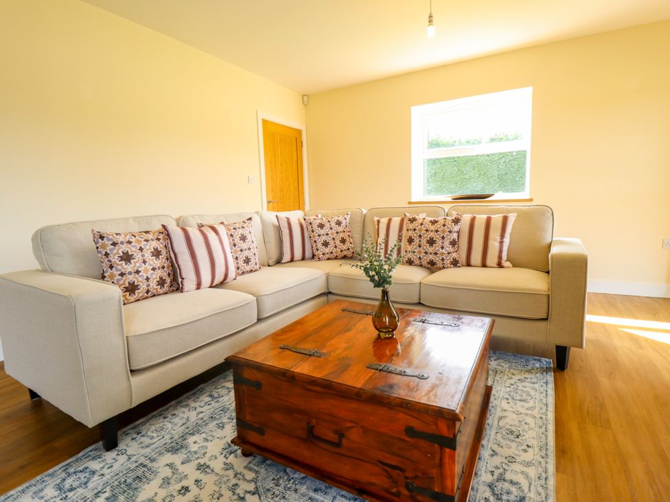 A living room with a sofa and coffee table at Wold View near Caistor