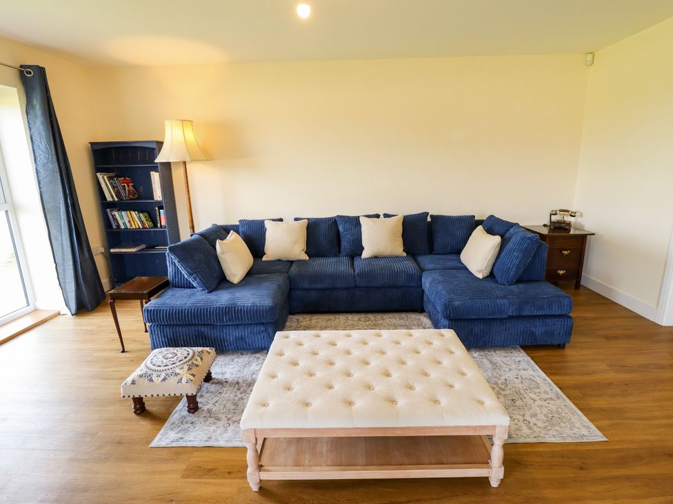 A living room with a sofa and coffee table at Wold View near Caistor