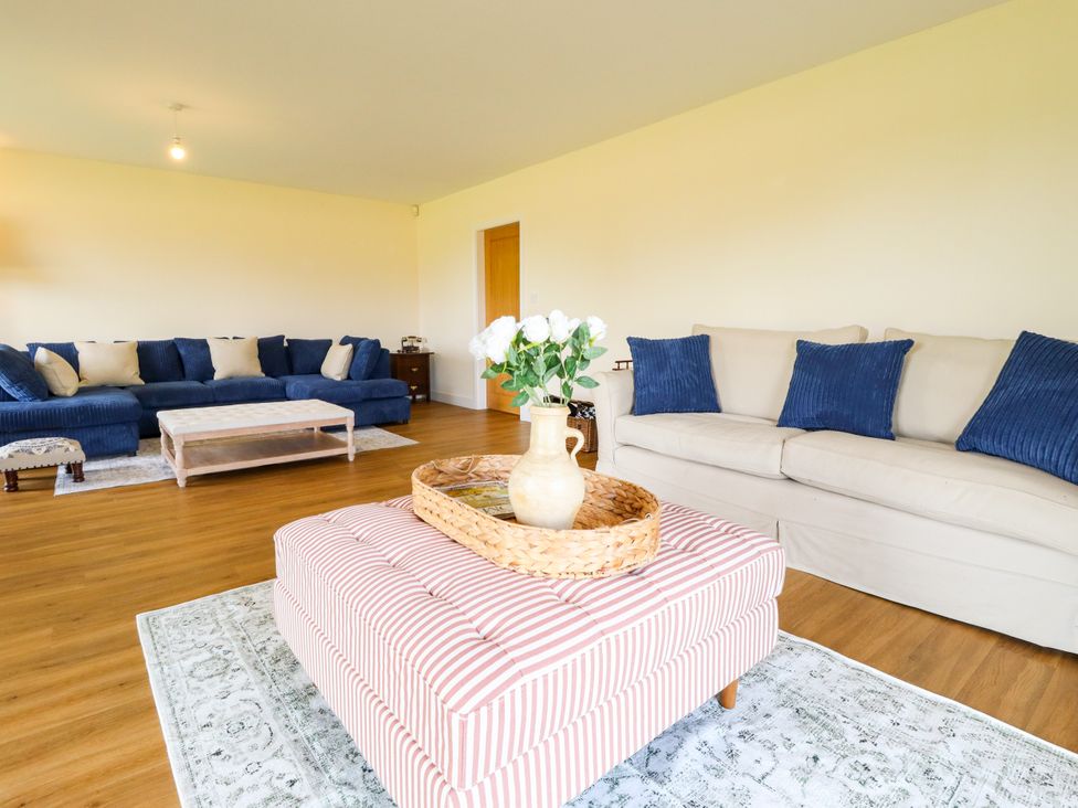 A living room with a sofa and a coffee table at Wold View near Caistor