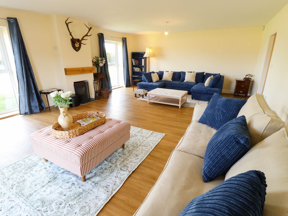 A living room with a sofa and coffee table at Wold View near Caistor