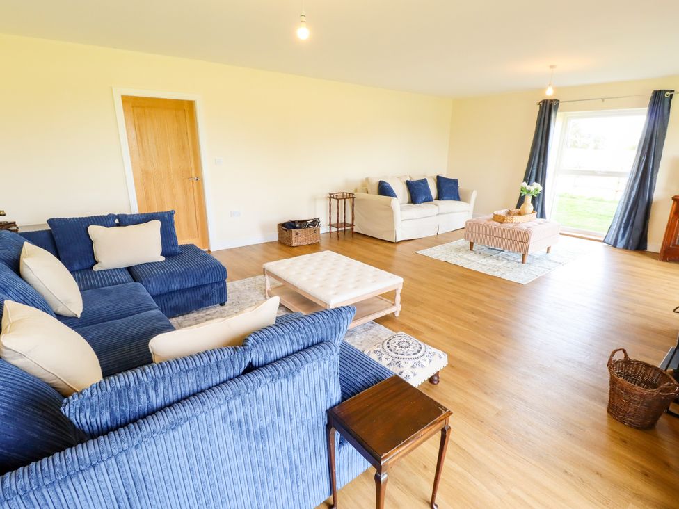 A living room with a sofa and coffee table at Wold View near Caistor