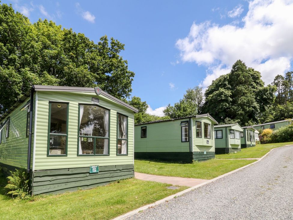 A row of static caravans at Roos Tor in Tavistock
